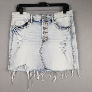 Eunica Size M High Rise Jean Skirt Light Wash Distressed Denim Grunge Punk Rock‎